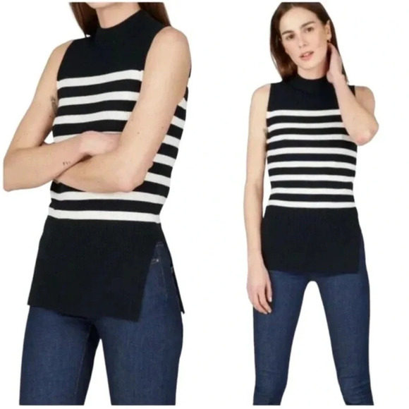 Everlane - The Breton Striped Sleeveless Turtleneck Ribbed Shirt Sweater Tank - Picture 8 of 8
